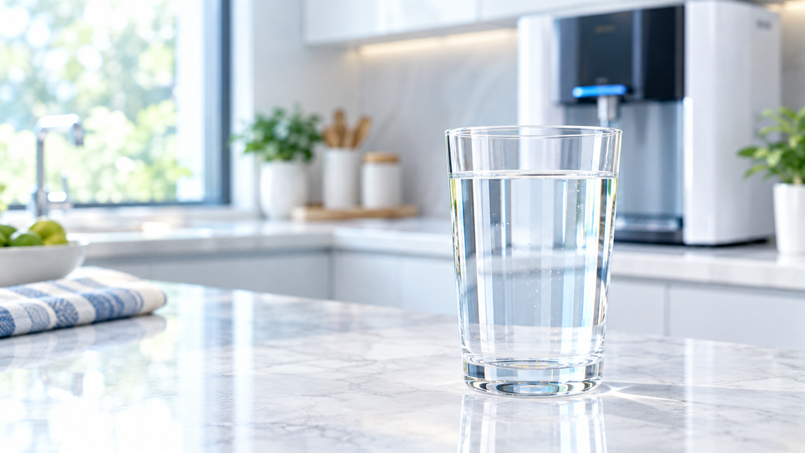 Diagram showing how reverse osmosis can reduce dissolved solids in water