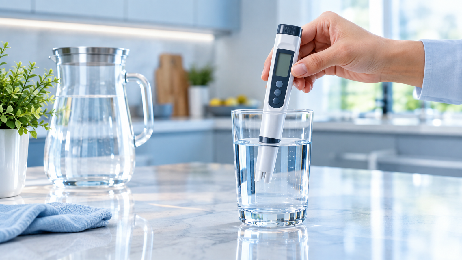 Drinking water pH testing concept