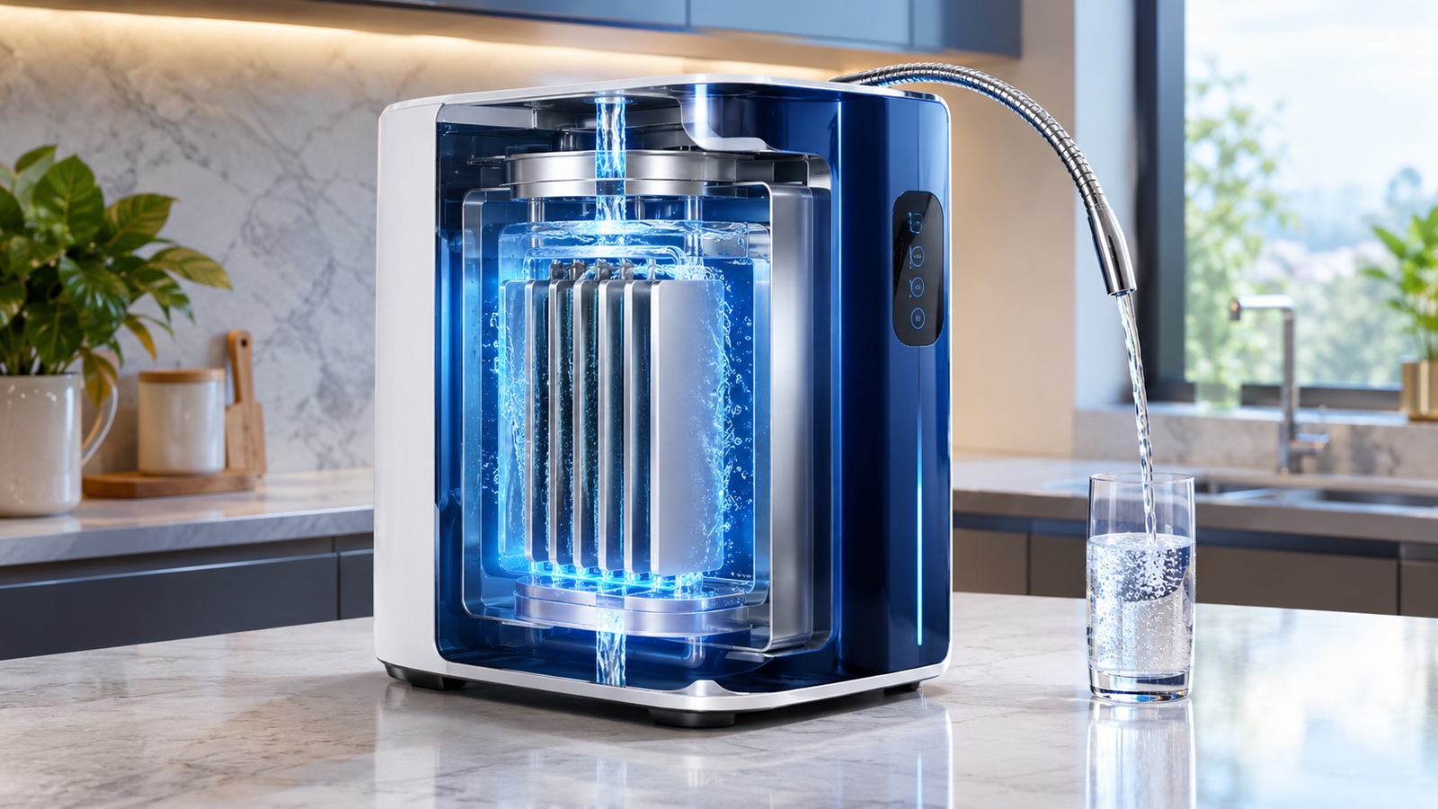 Electrolysis plate based water ionizer